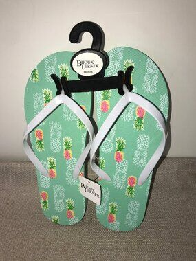 New Bijoux Terner Pineapple Flip Flops M